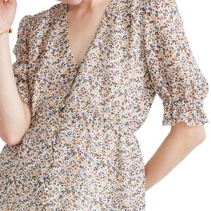 Madewell V-Neck Peplum Popover Top (Floral)